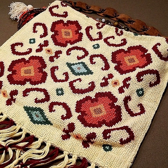 Vintage Textiles Boho Ethnic Festival Handmade Needlepoint Handbag - Picture 10 of 11